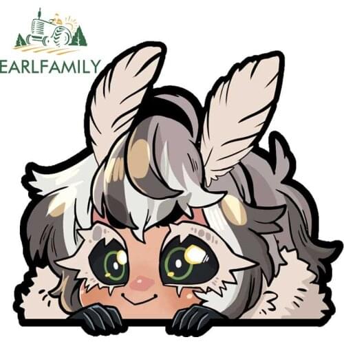 EARLFAMILY 13cm x 11.6cm for Grey Moth Peeking Car Accessoires Stickers Surfboard Graffiti Decals Waterproof Scratch-Proof Decor