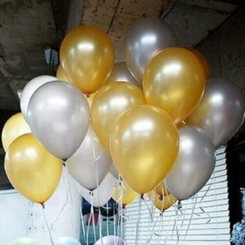 Hot sale 20 pcs/lot 12 inch Latex balloon Helium Round balloons Thick Pearl gold silver balloons Wedding Party Birthday Baby