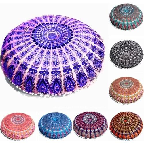 Indian Mandala Floor Pillow Covers Round Bohemian Cushion Cover Home Decor Pillowcase Vintage Pillow Case