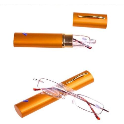 Top Quality Slim Reading Glasses Lesebrille Women Men Pocket Pen Mini Reading Glasses Reading Magnifying Glasses + Case +1.00-+4
