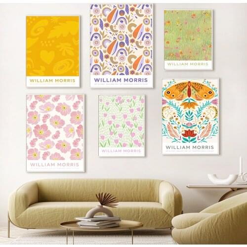 William Morris Leaf Flower Butterfly Abstract Art Canvas Painting Nordic Posters And Prints Wall Pictures For Living Room Decor