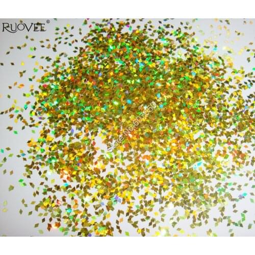 50gram 1MM Laser Holographic Green-Gold Rhombus Glitter Paillette Spangles Shape for DIY Nail Art Decoration Glitter Crafts