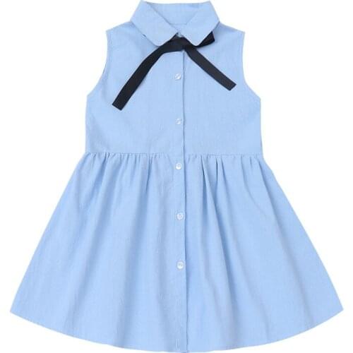 2020 Baby Girl Summer Fashion Bow Sleeveless Birthday Princess Dresses Kids Big Children Vestidos Clothes 4-14T