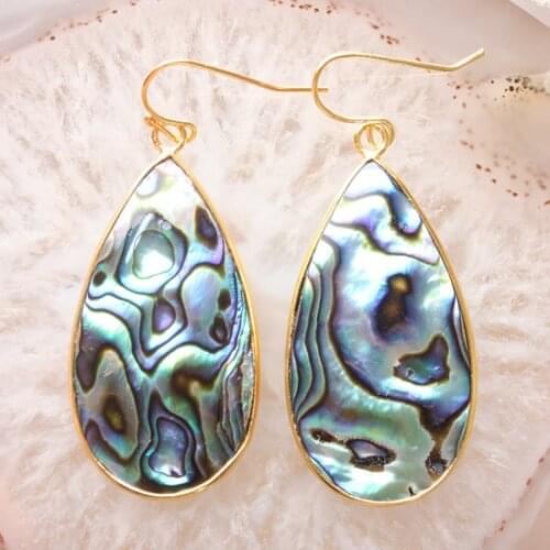 2016 Hot Natural Abalone Shell Drop Hook Dangle Earrings 1Pair