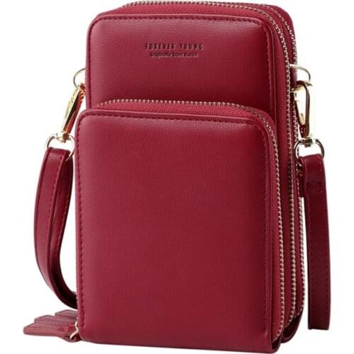 NYHED Small Crossbody Cellphone Purse For Women 3 Zipper Bags Female Smartphone Wallet