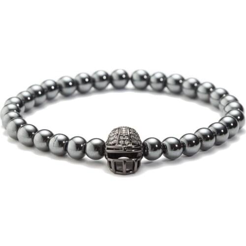 Trendy Personality Luxury Bracelets Jewelry Mens Bracelets Copper Beads Inlaid Micro-Zirconium Helmet Copper Beads Couples Wome