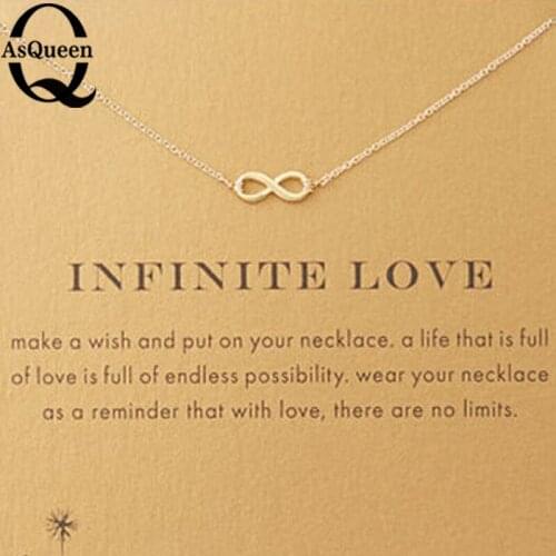 Fashion Jewelry Infinity Love Gold Necklace - Initial Personal Initial, Eternity Circle, Infinity Link, - Dainty Necklace