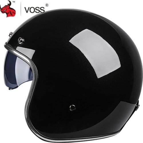VOSS Motorcycle Helmet 3/4 Open Face Dual Lens Visors Casco Moto Electric Bicycle Helmet Summer Retro Motorbike Helmet DOT