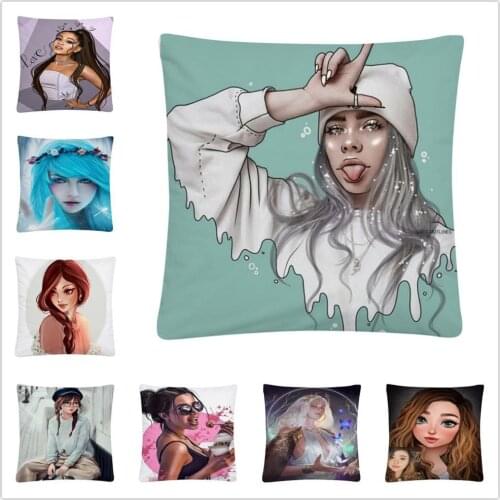 Beautiful girl half body pattern Soft Short Plush Cushion Cover Pillow Case for Home Sofa Car Decor Pillowcase45X45cm