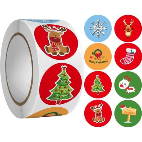 500Pcs/roll Label Stickers Christmas Santa Claus Tree Sealing Sticker DIY Xmas Gift Party Decoration Scrapbook Envelope Stickers
