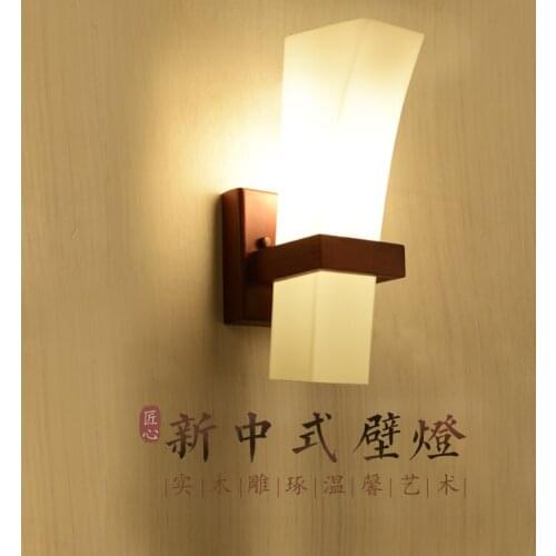 New chineses style red wood art wall lamps white frosted glass E27 LED lamp for bedroom&porch&stairs&pavilion&studio HXBD001