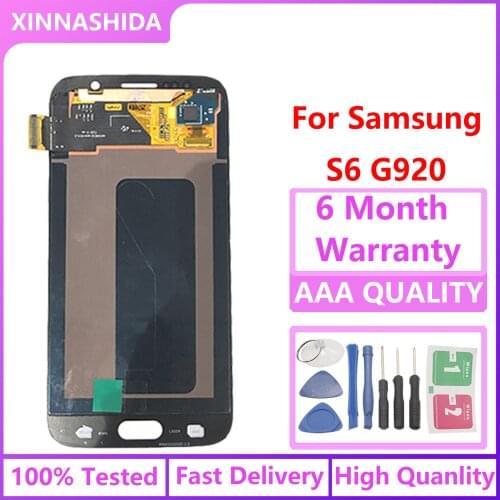 New Super AMOLED LCD S6 G920 G920F Display 100% Tested Working Touch Screen Assembly For Samsung Galaxy s6 Black White Gold