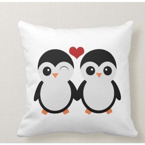 Personalized Penguin couple Throw Pillow Case Novelty Cushion Covers Chair Couch Home Decorate 18