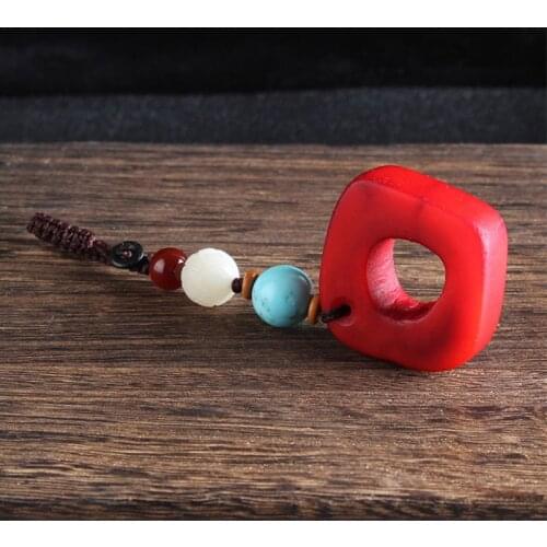 Handmade Braided Keychain Bone Pendant Key Chain Lotus Stone Tibetan Eyes Beads Car Key Chain Holder Key Ring Best Friend Gift