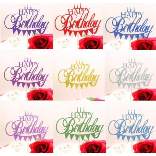 Multi Colors Happy Birthday Party Cake Topper Mini Candles Glittler Cake Flags Birthday Party Cake Baking Decor Cupcake Flags