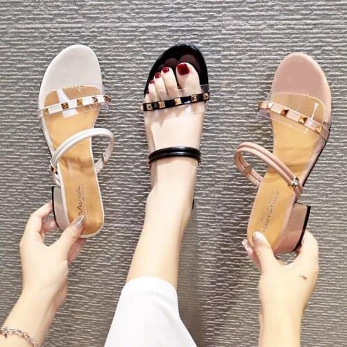 2021 Fashion Med Heels Womens Sandals Summer Open Toes Outdoor Beach Jelly Shoes Woman Gladiator Sandals Shoes For Women Sandals