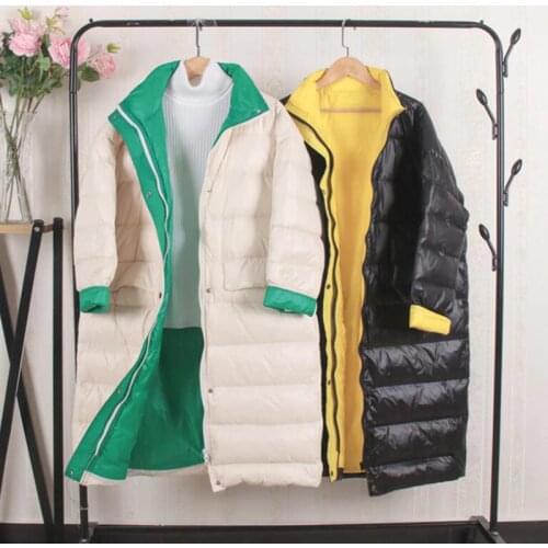 SEDUTMO Winter Oversize Long Duck Down Jackets Women Fashion Thick Warm Coat Patchwork Autumn Casual Slim Puffer Jacket ED1279