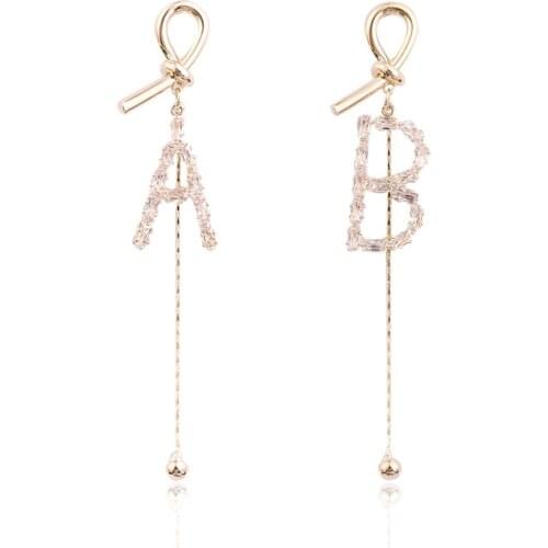 Crystal Zircon English Letters A B Geometric Drop Earring for Women Brincos Gold Color Vintage Earring Irregular Korean Jewelry