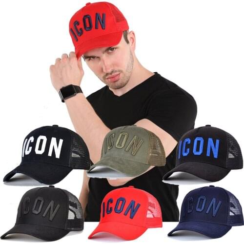 11colors Breathable cotton mesh hats ICON letter fashion sports baseball hat sunscreen tide cap