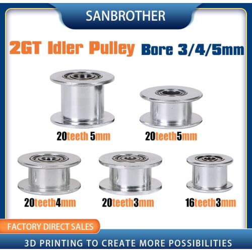 GT2 Idler Timing Pulley 16-tooth 20-Teeth with 3mm or 5mm Bore with Bearings for 3D Printer Parts Timing Belt 6mm 10mm