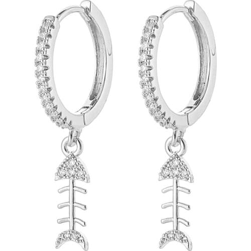 Fashion Cubic zircon Cute Fish Gold Earrings Small Hoop Earrings For Women Girls Fashion Jewelry 2020