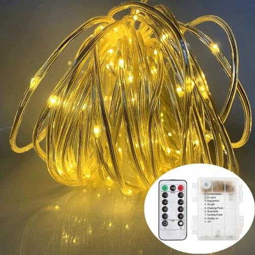 Led String Light 10M 100LEDs Solar/Battery/USB 8 Mode Remote Control Fairy Lights Garlands Wedding Christmas Holiday Decor lamps