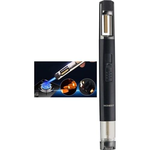 Honest Strip Windproof Lighter 1 Jet Torch Turbine Butane Lighter Outdoor Kitchen Gadgets