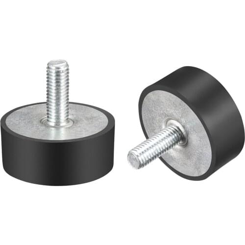 Uxcell 2Pcs M10 Thread Rubber Mounts Vibration Isolators Cylindrical Shock Absorber with Studs 50x20mm to Gasoline Engines