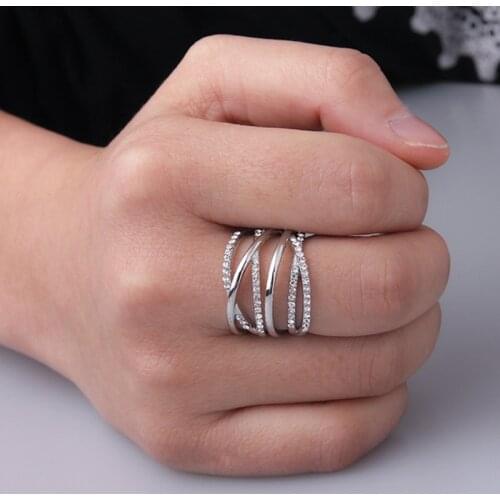 Fashion X Shape Cross Ring for Women Wedding Trendy Jewelry Irregular Geometry Zircon Modern Rings Anillos