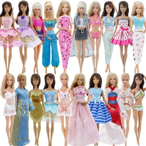 Handmade 10 Sets Outfits Randomly Pick Blouse Pants Trousers Dress Mixed Style Clothes for Barbie Doll Accessories Dollhouse Toy