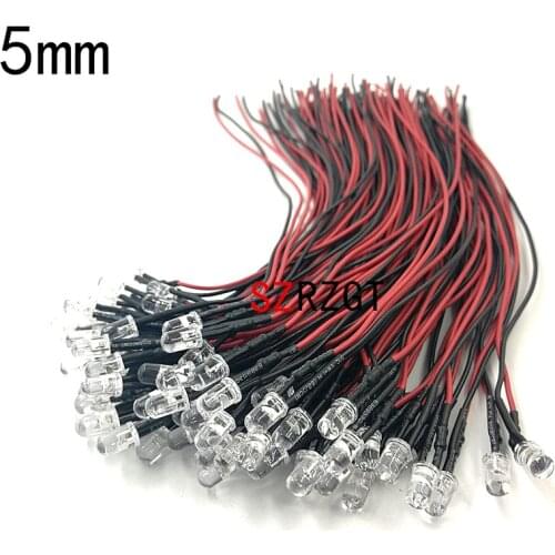 20pcs lot 20cm Pre Wired 3mm 5mm LED Light Lamp Bulb Prewired Emitting Diodes For DIY Home Decoration DC12V