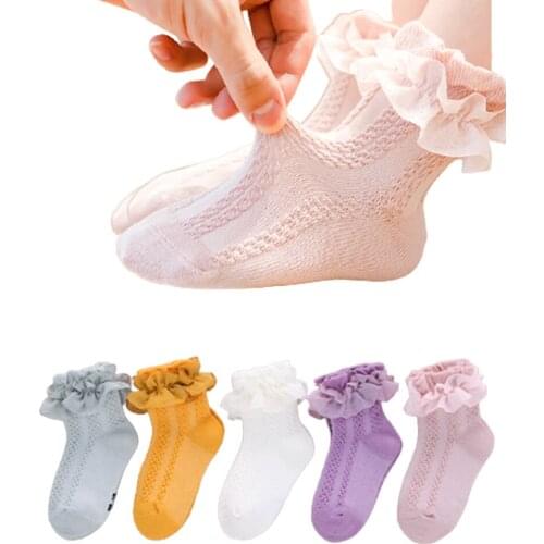 4pairs/ lot Girls Lace Socks Toddler Baby Korean Style Dancing Sock Childrens Spring Socken Infant Princess Cotton Clothing