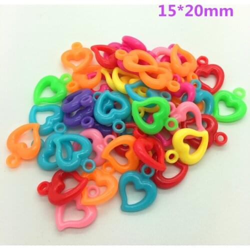 50pcs 15*20mm Love Mixed Colors Acrylic Perforation Beads DIY Jewelry Making Earrings Necklace Bracelet Accessories #No-11