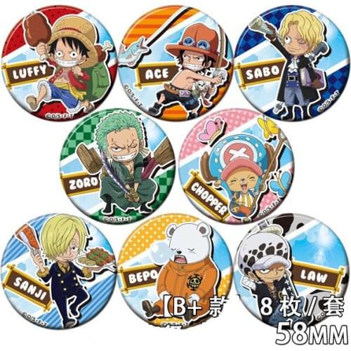 58mm One piece cos anime Sanji Zoro Bepo Ace ONEPIECE Brooch Badges acrylic Pins
