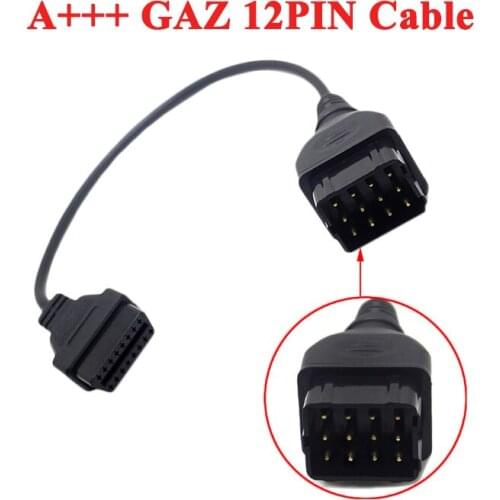 Freeshipping ! GAZ 12 Pin 12Pin Male to OBD DLC 16 Pin 16Pin Female OBD2 OBDII Converter Cable Car Diagnostic Tool Adapter