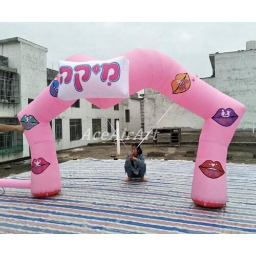 Free air blower cheap inflatable advertising kiss archway with custom logo advertising arch for festival decoration