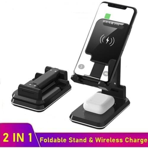Tongdaytech 10W Fast Wireless Charger Double Charging Station Desk Foldable Stand For Iphone Samsung Xiaomi Cargador Inalambrico