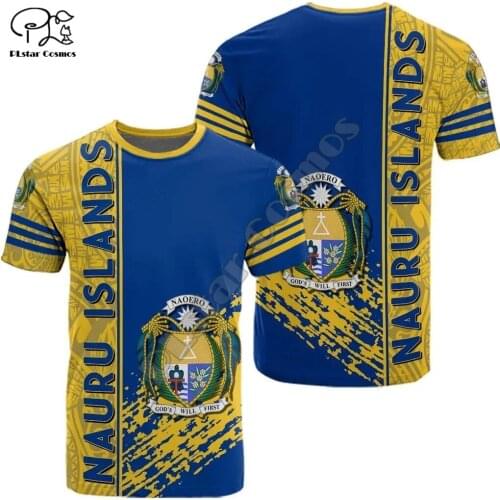 PLstar Cosmos Nauru Micronesia Island Country Flag Tribal Culture Retro 3DPrint Summer Funny Streetwear T-Shirts Short Sleeves 1