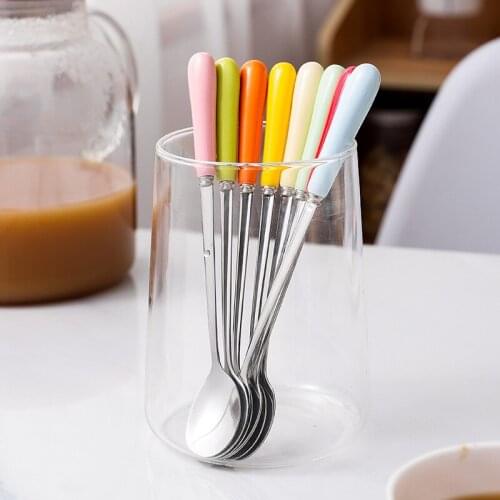Creative ceramic stainless steel spoon ice cream coffee spoon candy color stainless steel ceramic spoon