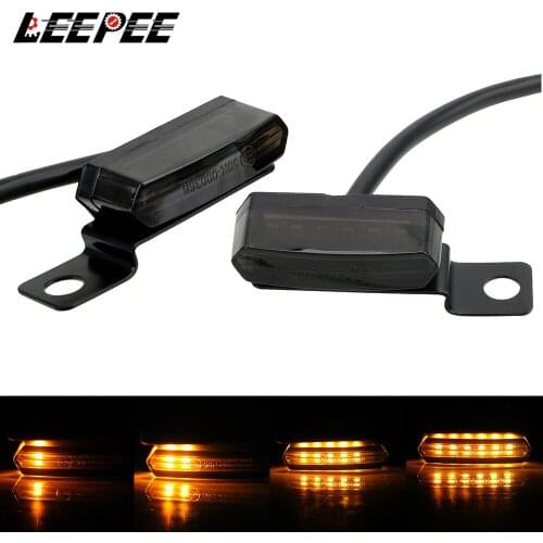 LEEPEE 2PCS Universal Motorcycle Turn Signal Mini Streamer Flashing Lights LED Signal Lamp Motorcycle Accessories