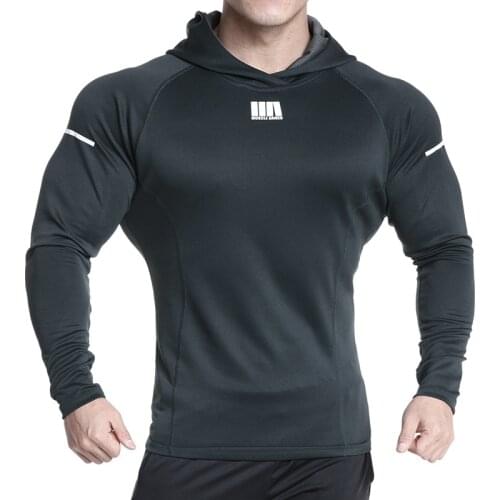 Mens Fitness Hoodies Solid Sport Sweatshirt Running Jackets Sportswear Gym Hoodies Hooded Pullovers Men