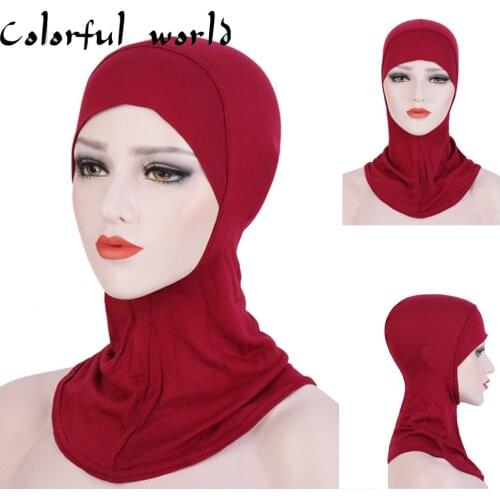 Soft Muslim Full Cover Inner Women Bone Bonnet Cap Islamic Underscarf Neck Head Bonnet Hat Islamic Head Wear Neck Cover