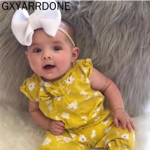 2019 Newest Style 5" Solid Cotton Fabric Bows Nylon Headband Handtied Hair Bows Headband For Children Girls Party Headwear