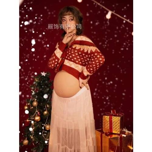 Shoulderless Maternity Dresses For Photo Shoot Wool Cotton Pregnant Women Pregnancy Dress Photography Props Maxi Maternity Gown