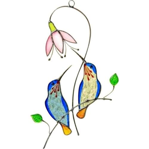 Hanging Home Decoration Stained Glass Window Panel Birds Ornaments Acrylic Birds Ornaments Home Decoration