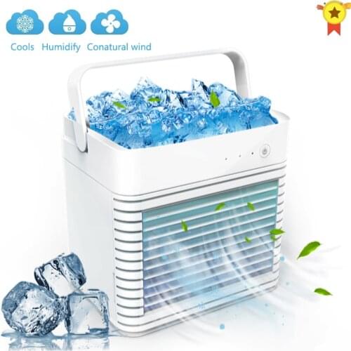 Portable Home Air Conditioner Mini Desktop Air Cooler Built-in Ice Box Strong Wind Small ice fan Water Cooling Fan Humidifier