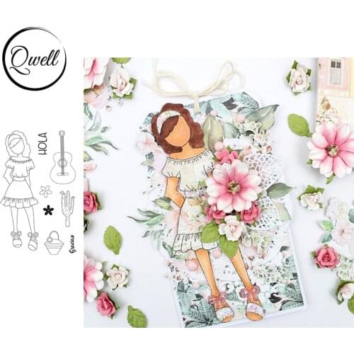QWELL Clear Silicone Stamps Short Skirt Girl Guitar Handbag Cactus DIY Scrapbooking Craft Cards Album Making Template 2021 New