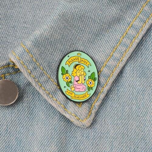 Creative Princess Prayer Cartoon Enamel Label Pins Please Kill My Enemies Badge Brooches Omn Clothes