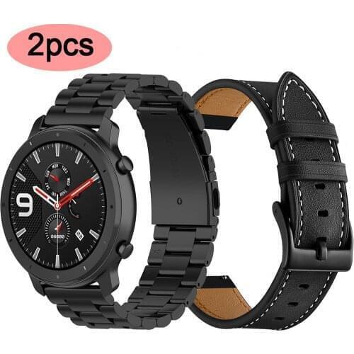 For Xiaomi Huami Amazfit GTR 47mm 42mm Wrist Strap Metal Bracelet Band for Amazfit Stratos 2 3 Amazfit GTS leatherband 20mm 22mm