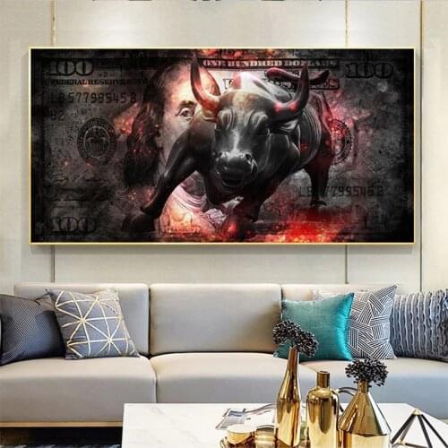 Raging Bull | Bitcoin|Stock Market|Money | Forex | Cryptocurrency Posters and Prints on Canvas Wall Art Picture Home Decoration
